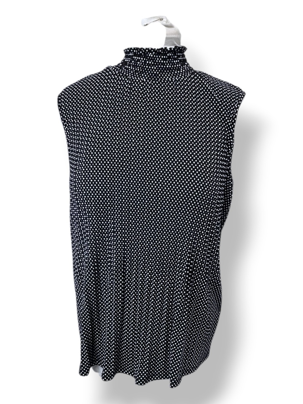 Adrianna Papell Women’s Sleeveless Pleated Knit Top Polka Dot Black/White L